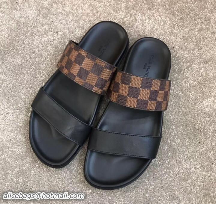 Super Quality Louis Vuitton Men's Double Strap Mules Damier Ebene Canvas LV714021