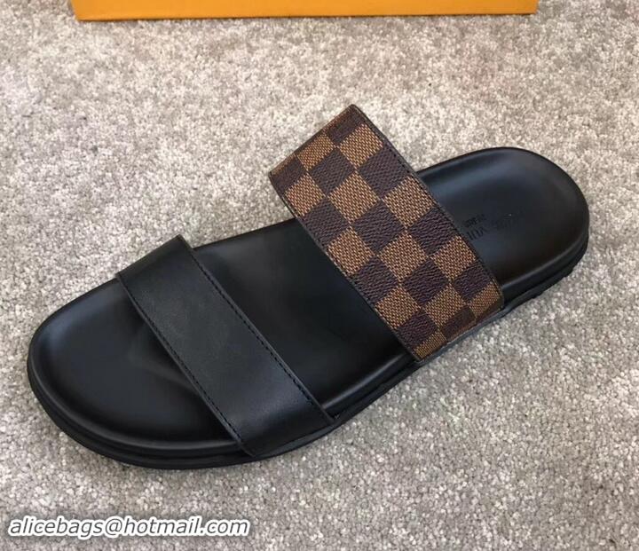 Super Quality Louis Vuitton Men's Double Strap Mules Damier Ebene Canvas LV714021