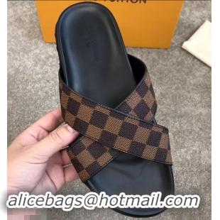 Best Price Louis Vuitton Men's Crossover Mules Damier Ebene Canvas LV714026