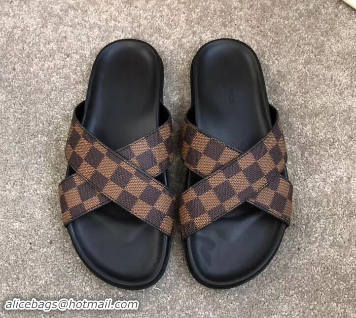 Best Price Louis Vuitton Men's Crossover Mules Damier Ebene Canvas LV714026