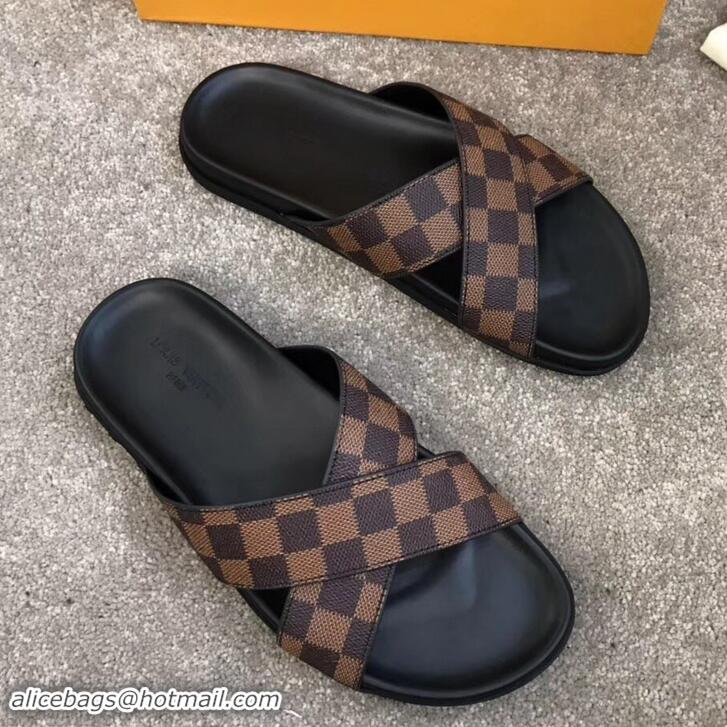 Best Price Louis Vuitton Men's Crossover Mules Damier Ebene Canvas LV714026