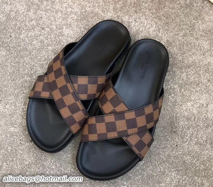 Best Price Louis Vuitton Men's Crossover Mules Damier Ebene Canvas LV714026