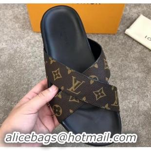 Pretty Style Louis Vuitton Men's Crossover Mules Damier Ebene Canvas LV714028