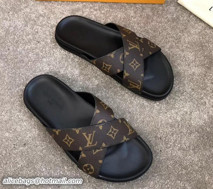 Pretty Style Louis Vuitton Men's Crossover Mules Damier Ebene Canvas LV714028