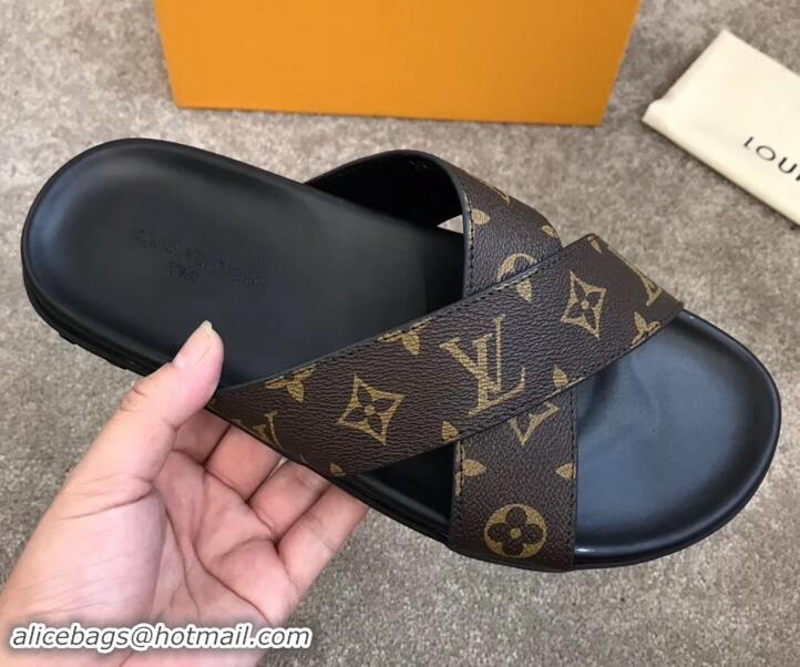 Pretty Style Louis Vuitton Men's Crossover Mules Damier Ebene Canvas LV714028