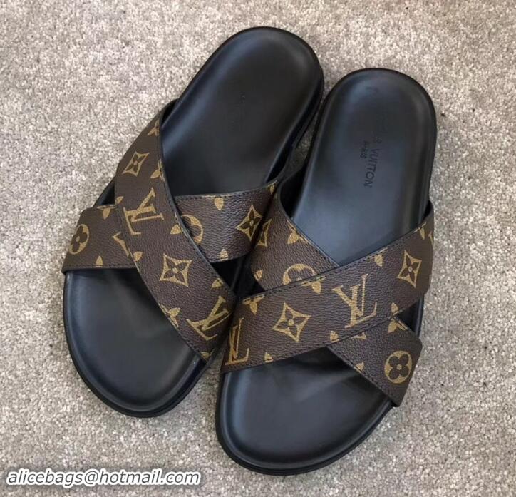 Pretty Style Louis Vuitton Men's Crossover Mules Damier Ebene Canvas LV714028