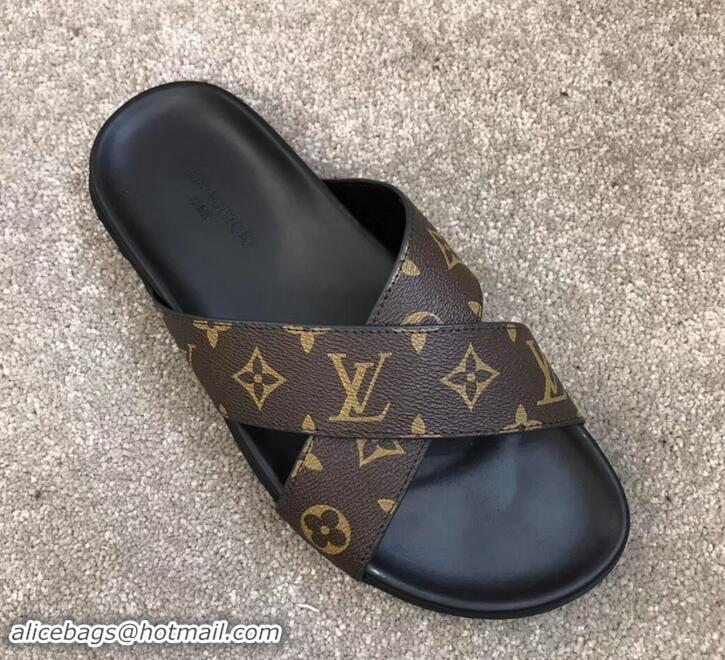 Pretty Style Louis Vuitton Men's Crossover Mules Damier Ebene Canvas LV714028