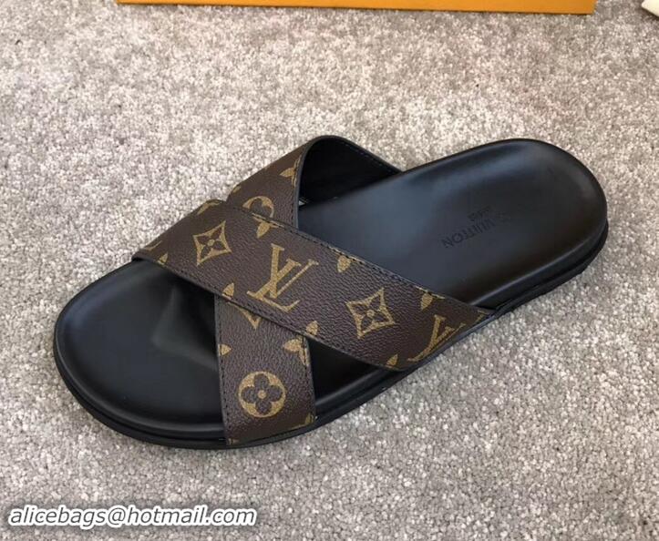 Pretty Style Louis Vuitton Men's Crossover Mules Damier Ebene Canvas LV714028