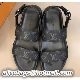 Grade Louis Vuitton Monogram Eclipse Canvas Mirabeau Men's Sandals LV714029