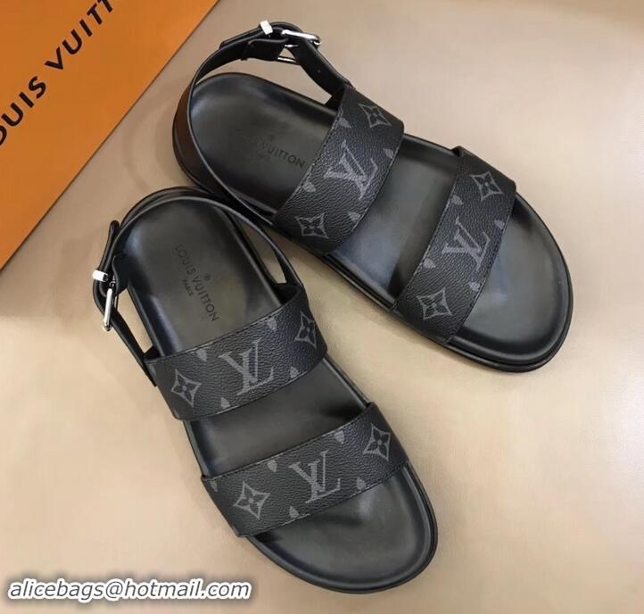 Grade Louis Vuitton Monogram Eclipse Canvas Mirabeau Men's Sandals LV714029