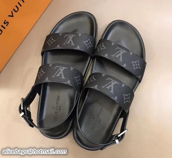 Grade Louis Vuitton Monogram Eclipse Canvas Mirabeau Men's Sandals LV714029