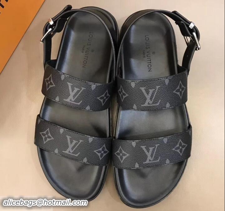 Grade Louis Vuitton Monogram Eclipse Canvas Mirabeau Men's Sandals LV714029