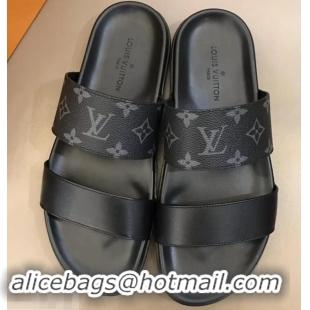 Top Grade Louis Vuitton Monogram Eclipse Canvas Mirabeau Men's Double Strap Mules LV714030