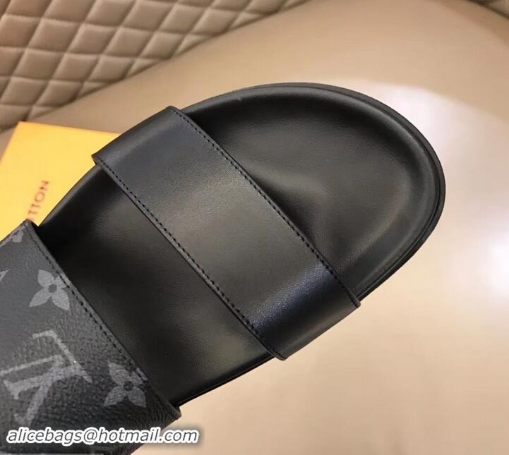 Top Grade Louis Vuitton Monogram Eclipse Canvas Mirabeau Men's Double Strap Mules LV714030