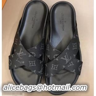 Discounts Louis Vuitton Monogram Eclipse Canvas Mirabeau Men's Crossover Mules LV714033