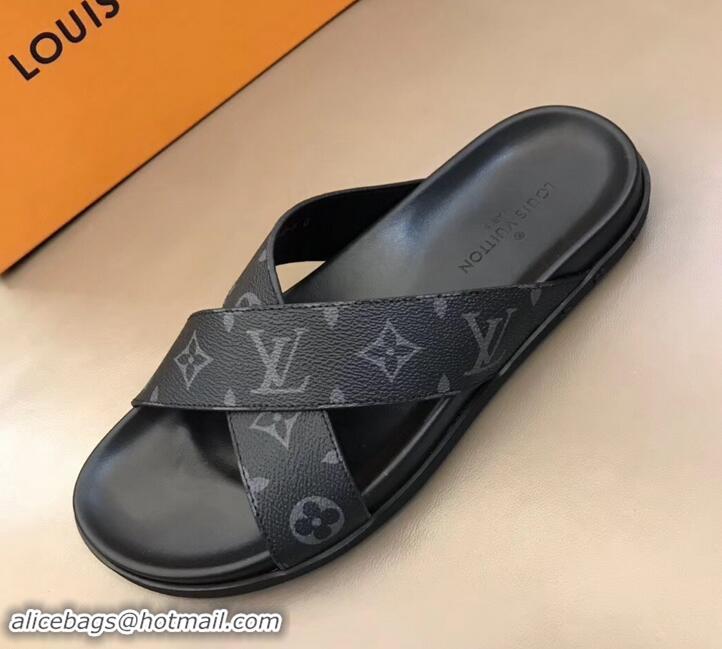 Discounts Louis Vuitton Monogram Eclipse Canvas Mirabeau Men's Crossover Mules LV714033