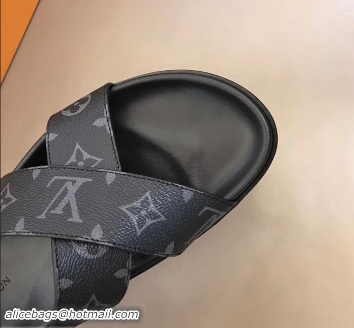 Discounts Louis Vuitton Monogram Eclipse Canvas Mirabeau Men's Crossover Mules LV714033