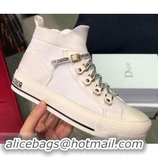 Elegant Dior WALK'N'DIOR Mid-top Sneakers in Technical Knit CD714050 White