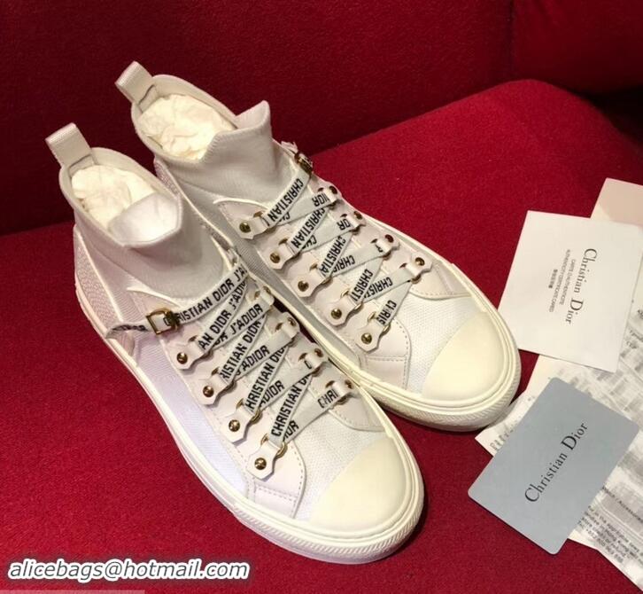 Elegant Dior WALK'N'DIOR Mid-top Sneakers in Technical Knit CD714050 White