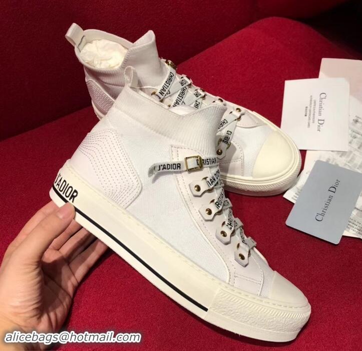 Elegant Dior WALK'N'DIOR Mid-top Sneakers in Technical Knit CD714050 White