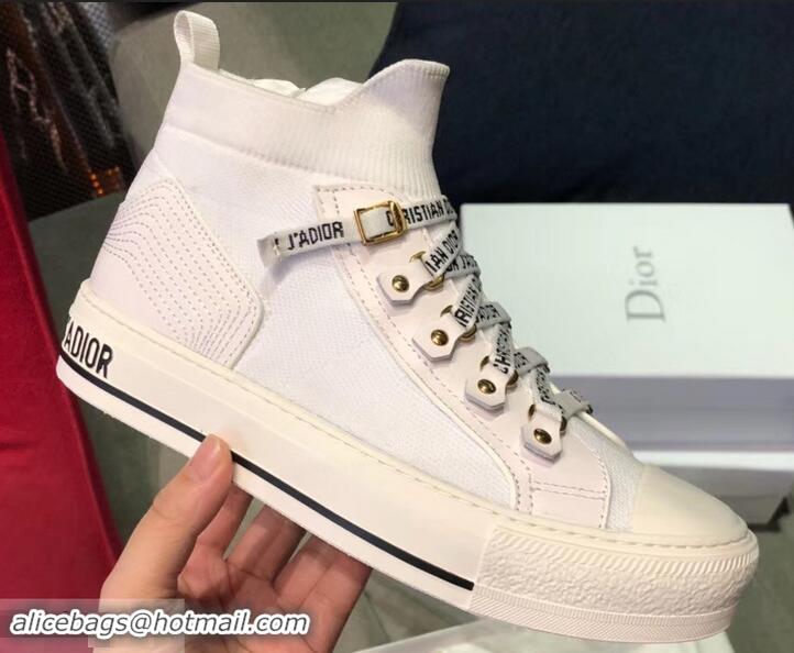 Elegant Dior WALK'N'DIOR Mid-top Sneakers in Technical Knit CD714050 White