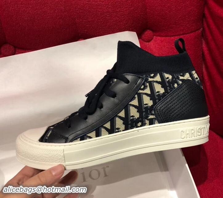 Luxury Dior WALK'N'DIOR Mid-top Sneakers in Technical Knit Oblique CD714051