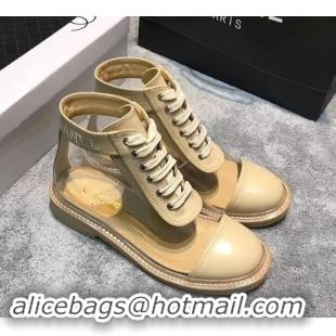 Top Quality Chanel Vintage Logo Lace-Ups Sneakers PVC C714061 Beige