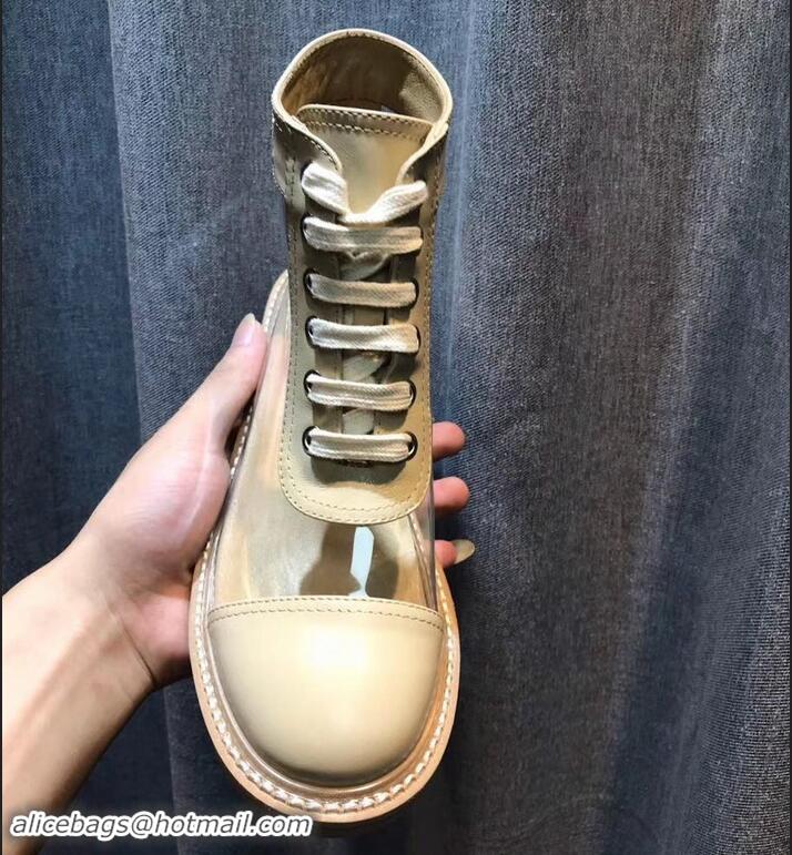 Top Quality Chanel Vintage Logo Lace-Ups Sneakers PVC C714061 Beige