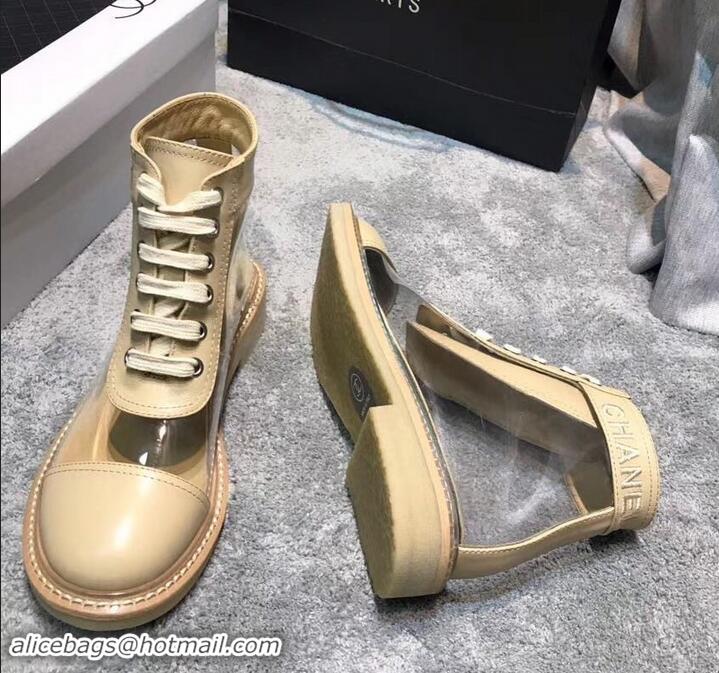 Top Quality Chanel Vintage Logo Lace-Ups Sneakers PVC C714061 Beige