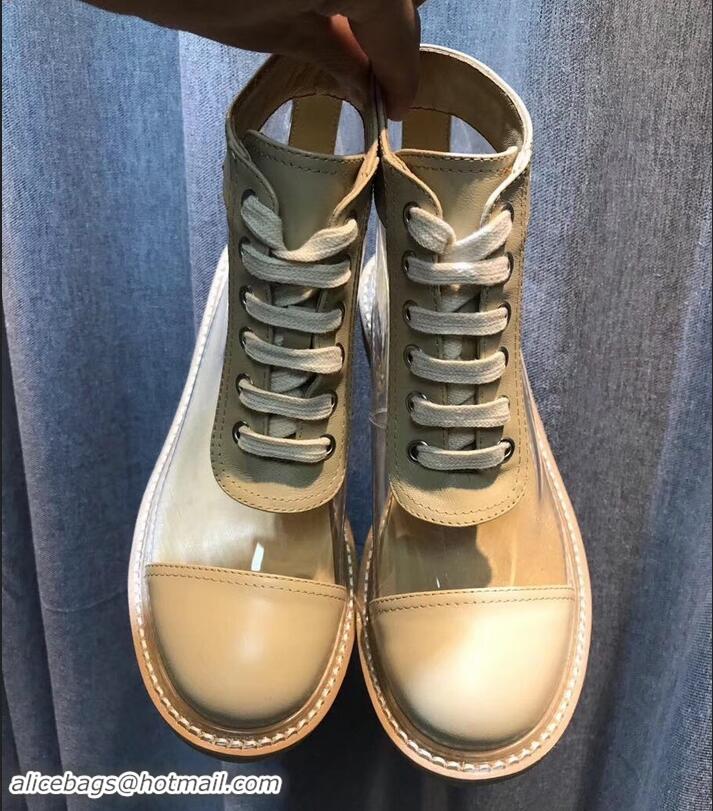 Top Quality Chanel Vintage Logo Lace-Ups Sneakers PVC C714061 Beige