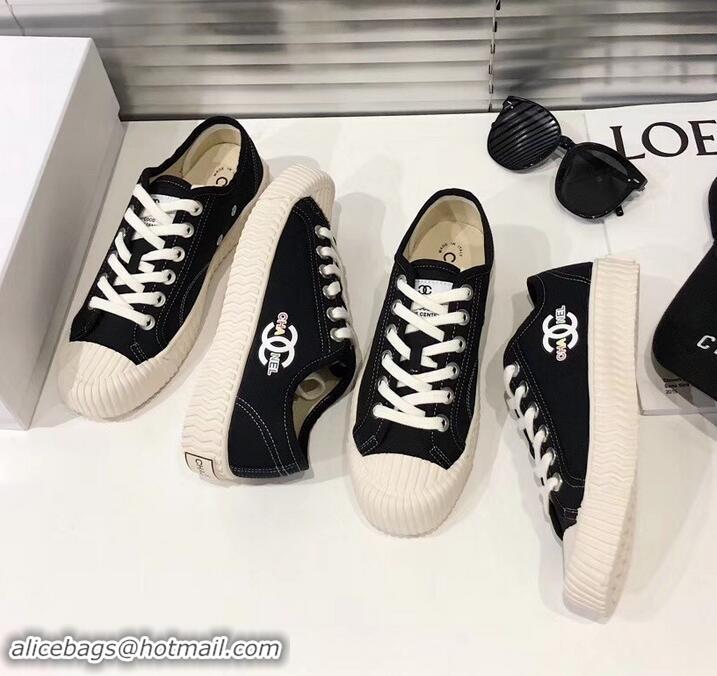 Best Quality Chanel Logo Print Canvas Sneakers C714063 Black