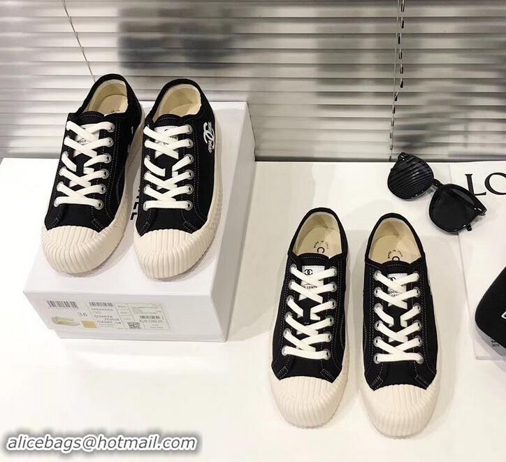 Best Quality Chanel Logo Print Canvas Sneakers C714063 Black