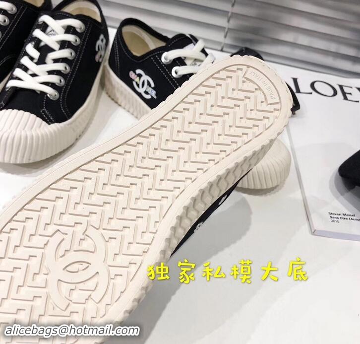 Best Quality Chanel Logo Print Canvas Sneakers C714063 Black