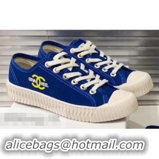 Classic Quality Chanel Logo Print Canvas Sneakers C714063 Blue