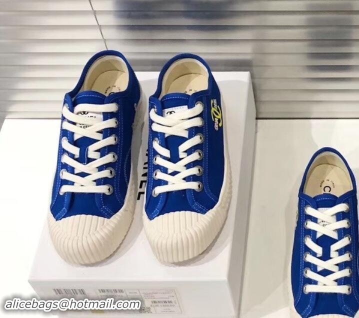 Classic Quality Chanel Logo Print Canvas Sneakers C714063 Blue