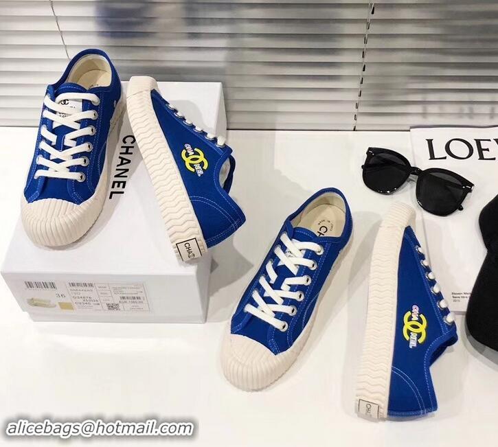 Classic Quality Chanel Logo Print Canvas Sneakers C714063 Blue