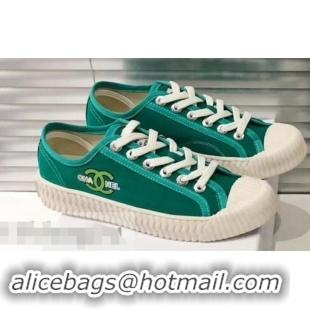 Best Luxury Chanel Logo Print Canvas Sneakers C714063 Green