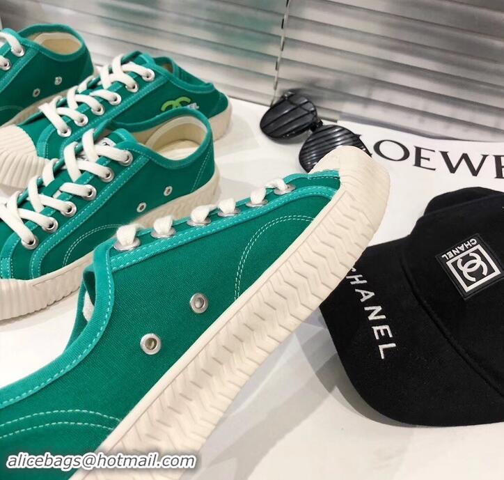 Best Luxury Chanel Logo Print Canvas Sneakers C714063 Green