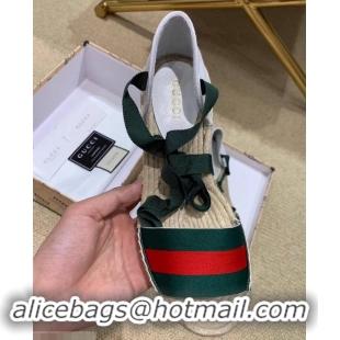 Low Price Gucci Green/Red Web Platform 10cm Espadrille with Grosgrain Lace-up 525728