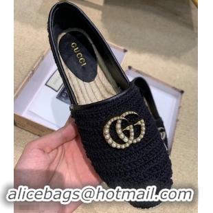 Top Quality Gucci Double G Crochet Espadrilles 525751 Black 2019