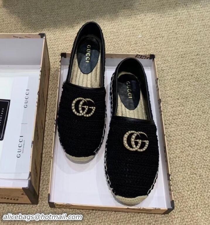 Top Quality Gucci Double G Crochet Espadrilles 525751 Black 2019