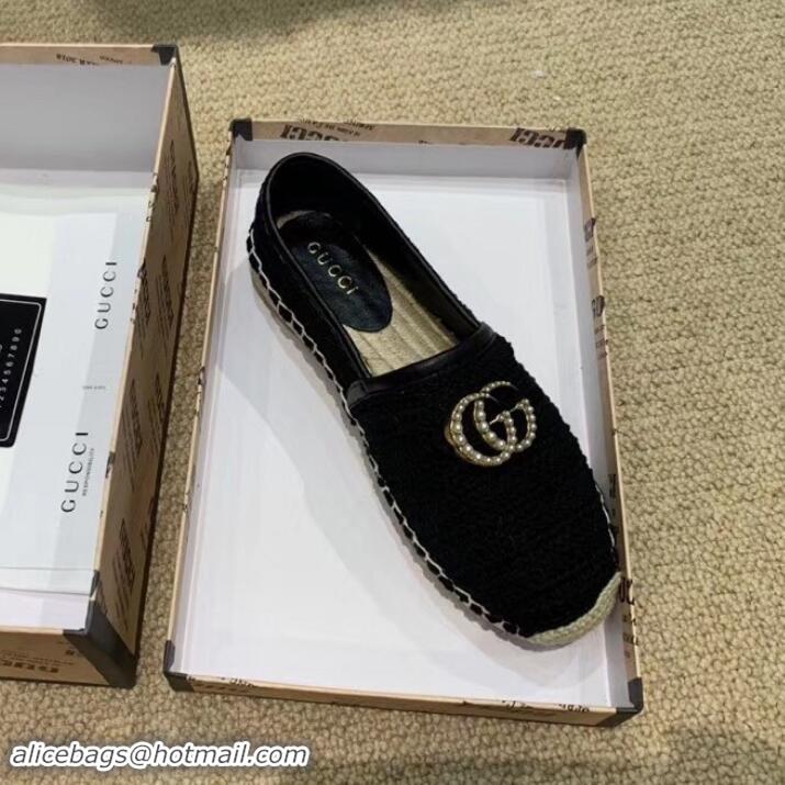 Top Quality Gucci Double G Crochet Espadrilles 525751 Black 2019