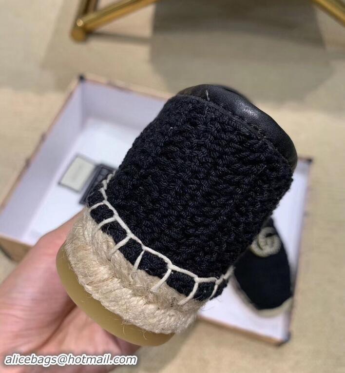 Top Quality Gucci Double G Crochet Espadrilles 525751 Black 2019