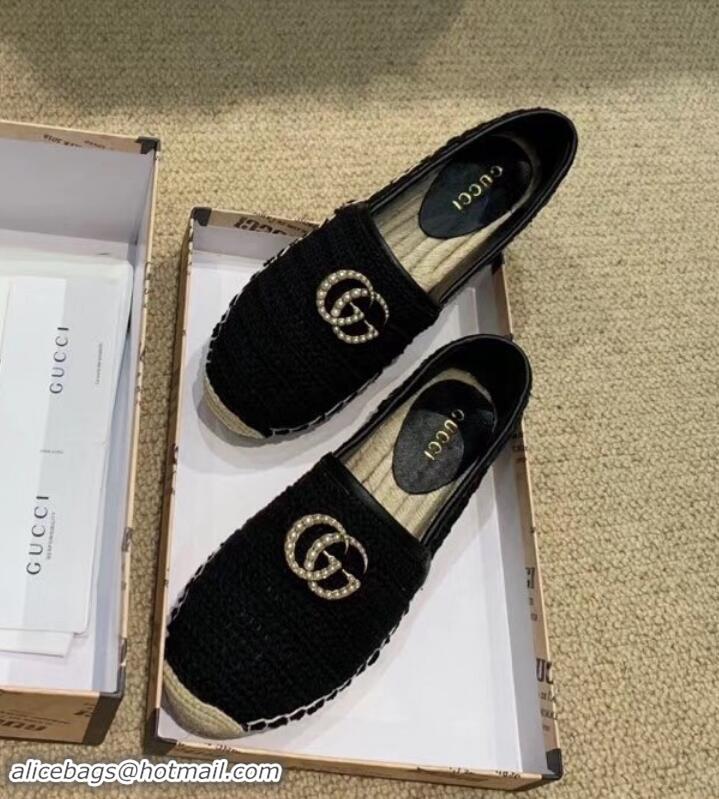 Top Quality Gucci Double G Crochet Espadrilles 525751 Black 2019