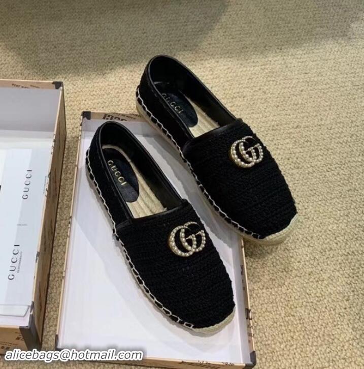 Top Quality Gucci Double G Crochet Espadrilles 525751 Black 2019