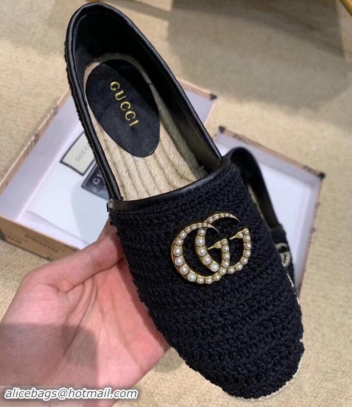 Top Quality Gucci Double G Crochet Espadrilles 525751 Black 2019