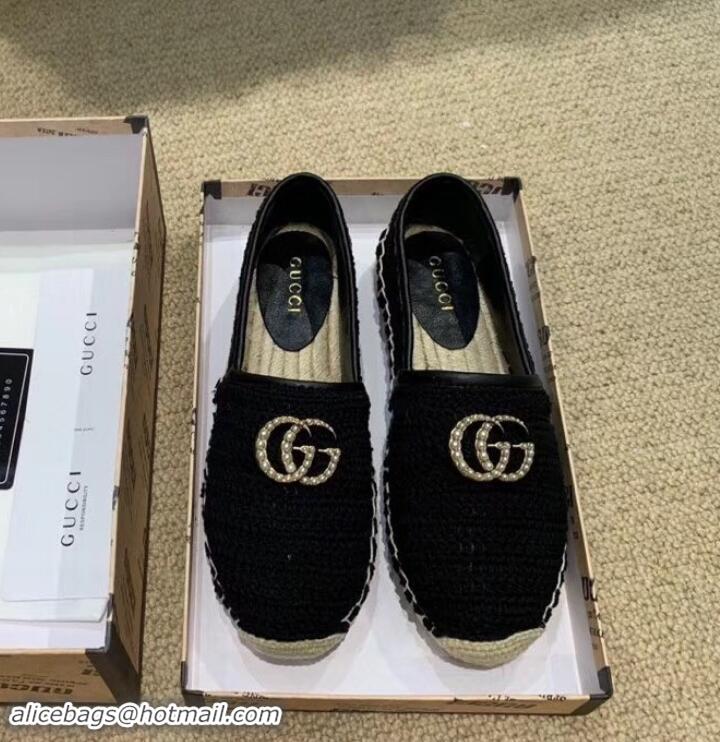 Top Quality Gucci Double G Crochet Espadrilles 525751 Black 2019