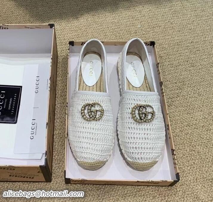 Good Product Gucci Double G Crochet Espadrilles 525751 White 2019