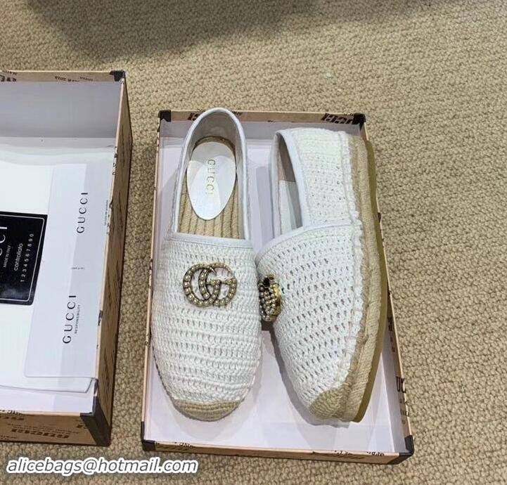 Good Product Gucci Double G Crochet Espadrilles 525751 White 2019