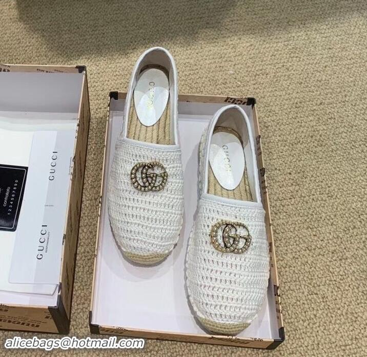 Good Product Gucci Double G Crochet Espadrilles 525751 White 2019